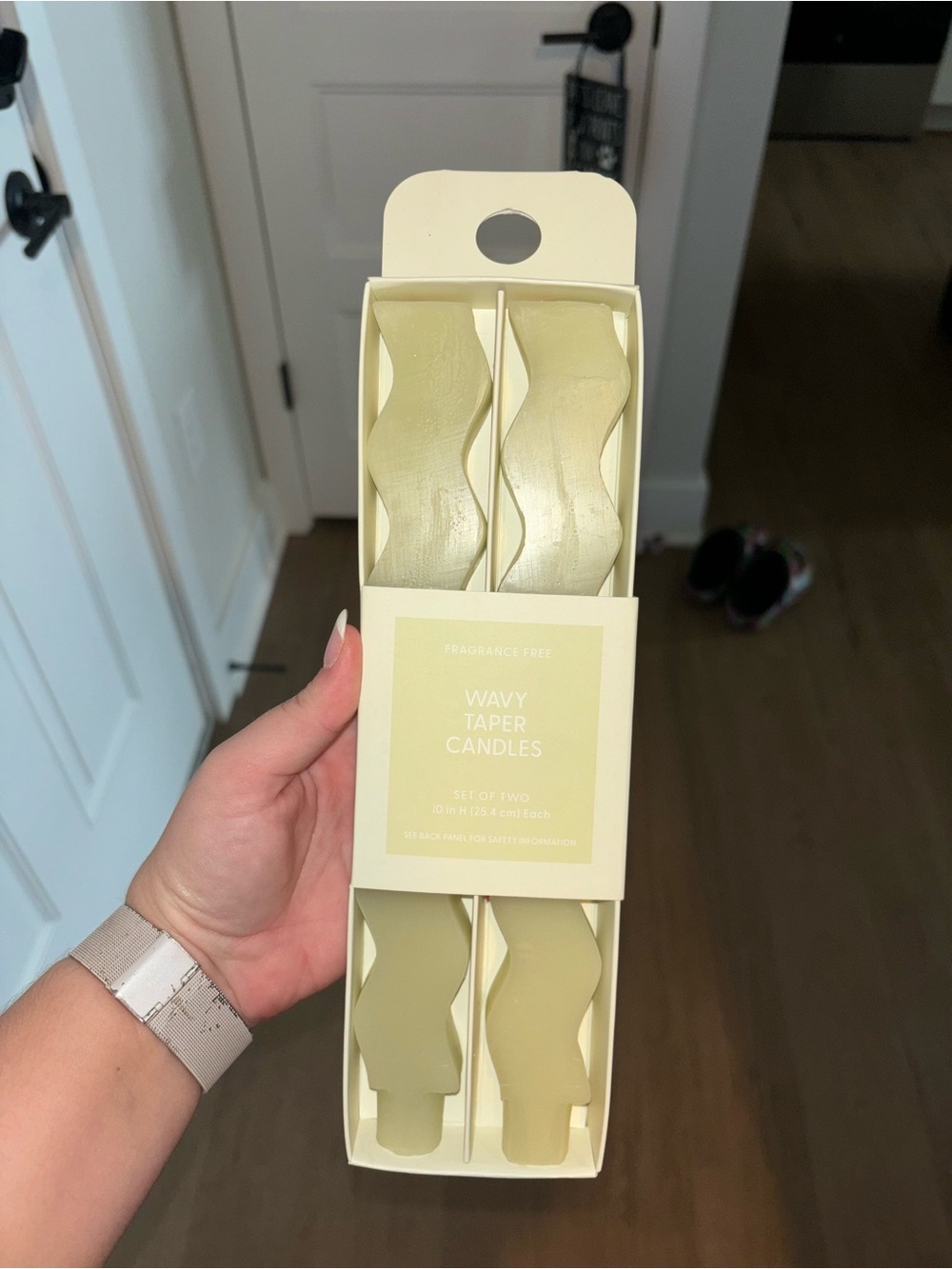 Wavy Taper Candles — Set of 2 in Pale Sage